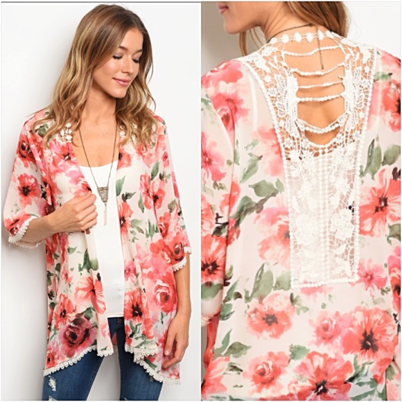 Sweaters - Stunning Crochet Lace Floral Chiffon Cardi SML